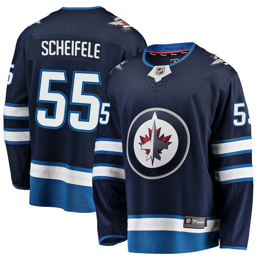 Men Winnipeg Jets #55 Mark Scheifele Fanatics Branded Navy Breakaway Replica NHL Jersey